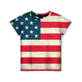 Детская футболка 3D с принтом США в Курске, 100% гипоаллергенный полиэфир | прямой крой, круглый вырез горловины, длина до линии бедер, чуть спущенное плечо, ткань немного тянется | country | usa | америка | государство | соединённые штаты америки | страна | флаг | флаги | штаты