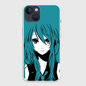 Чехол для iPhone 13 с принтом Miku на бирюзовом фоне в Курске,  |  | hatsune miku | miku | vocaloid hatsune miku | вокалоид мику