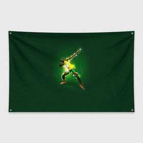 Флаг-баннер с принтом Usain Bolt в Курске, 100% полиэстер | размер 67 х 109 см, плотность ткани — 95 г/м2; по краям флага есть четыре люверса для крепления | атлетика | без | болт | легкая | спорт | усейн