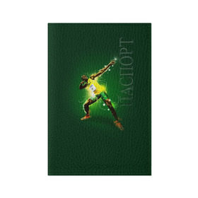 Обложка для паспорта матовая кожа с принтом Usain Bolt в Курске, натуральная матовая кожа | размер 19,3 х 13,7 см; прозрачные пластиковые крепления | атлетика | без | болт | легкая | спорт | усейн