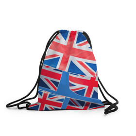 Рюкзак-мешок 3D с принтом Британские флаги в Курске, 100% полиэстер | плотность ткани — 200 г/м2, размер — 35 х 45 см; лямки — толстые шнурки, застежка на шнуровке, без карманов и подкладки | англия | британия | великобритания