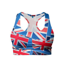 Женский спортивный топ 3D с принтом Британские флаги в Курске, 82% полиэстер, 18% спандекс Ткань безопасна для здоровья, позволяет коже дышать, не мнется и не растягивается |  | англия | британия | великобритания