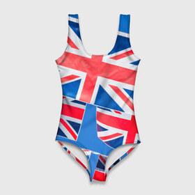 Купальник-боди 3D с принтом Британские флаги в Курске, 82% полиэстер, 18% эластан | Круглая горловина, круглый вырез на спине | англия | британия | великобритания