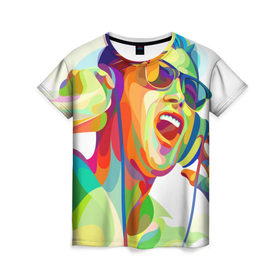 Женская футболка 3D с принтом lOVE MUSIC в Курске, 100% полиэфир ( синтетическое хлопкоподобное полотно) | прямой крой, круглый вырез горловины, длина до линии бедер | 