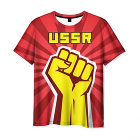 Мужская футболка 3D с принтом Власть в кулаке СССР в Курске, 100% полиэфир | прямой крой, круглый вырез горловины, длина до линии бедер | власть | кулак | сила | ссср
