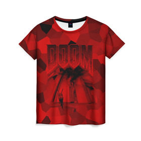 Женская футболка 3D с принтом Doom classic 3 в Курске, 100% полиэфир ( синтетическое хлопкоподобное полотно) | прямой крой, круглый вырез горловины, длина до линии бедер | 