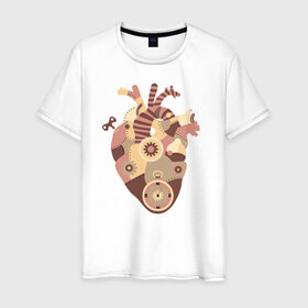 Мужская футболка хлопок с принтом Сердце Стим Панк в Курске, 100% хлопок | прямой крой, круглый вырез горловины, длина до линии бедер, слегка спущенное плечо. | 