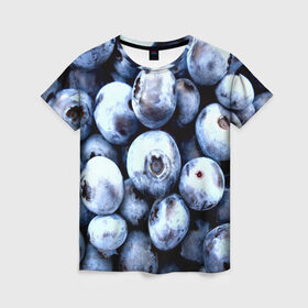 Женская футболка 3D с принтом Черника в Курске, 100% полиэфир ( синтетическое хлопкоподобное полотно) | прямой крой, круглый вырез горловины, длина до линии бедер | ягоды