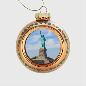 Стеклянный ёлочный шар с принтом Статуя свободы в Курске, Стекло | Диаметр: 80 мм | америка | сша