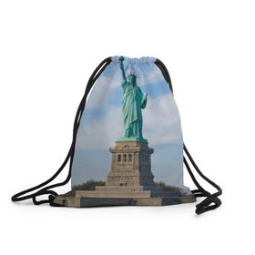 Рюкзак-мешок 3D с принтом Статуя свободы в Курске, 100% полиэстер | плотность ткани — 200 г/м2, размер — 35 х 45 см; лямки — толстые шнурки, застежка на шнуровке, без карманов и подкладки | америка | сша