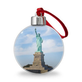 Ёлочный шар с принтом Статуя свободы в Курске, Пластик | Диаметр: 77 мм | Тематика изображения на принте: америка | сша
