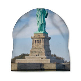 Шапка 3D с принтом Статуя свободы в Курске, 100% полиэстер | универсальный размер, печать по всей поверхности изделия | америка | сша