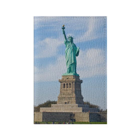 Обложка для паспорта матовая кожа с принтом Статуя свободы в Курске, натуральная матовая кожа | размер 19,3 х 13,7 см; прозрачные пластиковые крепления | америка | сша