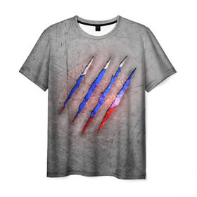 Мужская футболка 3D с принтом Русский изнутри в Курске, 100% полиэфир | прямой крой, круглый вырез горловины, длина до линии бедер | patriot | russia | искры | металл | патриот | россия | русский | сталь | триколор | флаг | царапина