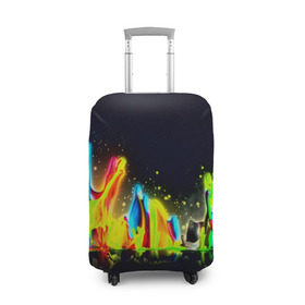 Чехол для чемодана 3D с принтом Взрыв красок в Курске, 86% полиэфир, 14% спандекс | двустороннее нанесение принта, прорези для ручек и колес | абстракция | абстракция красок | брызги | краска | цветные