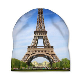 Шапка 3D с принтом Эйфелева башня в Курске, 100% полиэстер | универсальный размер, печать по всей поверхности изделия | Тематика изображения на принте: france | франция | эфелева