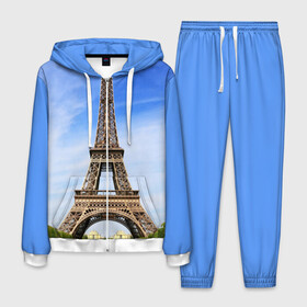 Мужской костюм 3D с принтом Эйфелева башня в Курске, 100% полиэстер | Манжеты и пояс оформлены тканевой резинкой, двухслойный капюшон со шнурком для регулировки, карманы спереди | france | франция | эфелева