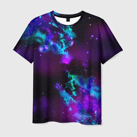 Мужская футболка 3D с принтом Звездное небо в Курске, 100% полиэфир | прямой крой, круглый вырез горловины, длина до линии бедер | вселенная | галактика | звезды | планеты | туманность