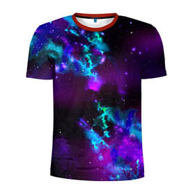 Мужская футболка 3D спортивная с принтом Звездное небо в Курске, 100% полиэстер с улучшенными характеристиками | приталенный силуэт, круглая горловина, широкие плечи, сужается к линии бедра | вселенная | галактика | звезды | планеты | туманность