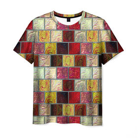 Мужская футболка 3D с принтом Квадрат в Курске, 100% полиэфир | прямой крой, круглый вырез горловины, длина до линии бедер | мозаика | паттерн | цветной