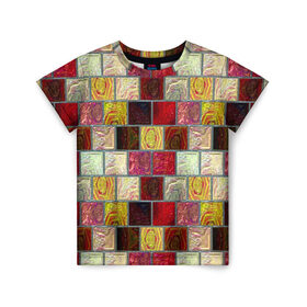 Детская футболка 3D с принтом Квадрат в Курске, 100% гипоаллергенный полиэфир | прямой крой, круглый вырез горловины, длина до линии бедер, чуть спущенное плечо, ткань немного тянется | мозаика | паттерн | цветной
