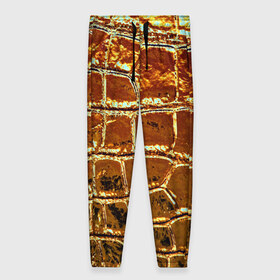 Женские брюки 3D с принтом Золотая кожа в Курске, полиэстер 100% | прямой крой, два кармана без застежек по бокам, с мягкой трикотажной резинкой на поясе и по низу штанин. В поясе для дополнительного комфорта — широкие завязки | металлик | текстура