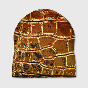 Шапка 3D с принтом Золотая кожа в Курске, 100% полиэстер | универсальный размер, печать по всей поверхности изделия | металлик | текстура