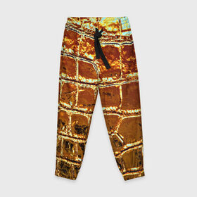 Детские брюки 3D с принтом Золотая кожа в Курске, 100% полиэстер | манжеты по низу, эластичный пояс регулируется шнурком, по бокам два кармана без застежек, внутренняя часть кармана из мелкой сетки | металлик | текстура