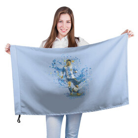 Флаг 3D с принтом Лео Месси в Курске, 100% полиэстер | плотность ткани — 95 г/м2, размер — 67 х 109 см. Принт наносится с одной стороны | Тематика изображения на принте: barselona | messi | аргентина | барселона | месси | футбол