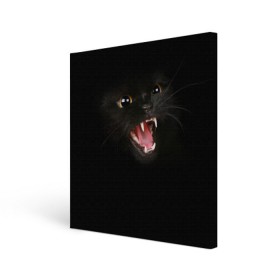 Холст квадратный с принтом Чёрный кот в Курске, 100% ПВХ |  | киска | кот | кошка