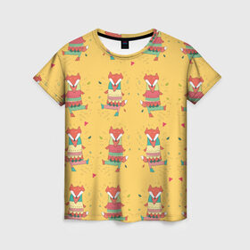 Женская футболка 3D с принтом Танцующие лисы в Курске, 100% полиэфир ( синтетическое хлопкоподобное полотно) | прямой крой, круглый вырез горловины, длина до линии бедер | fox | животные | лисы | танцы