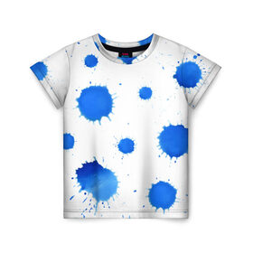 Детская футболка 3D с принтом Синие кляксы в Курске, 100% гипоаллергенный полиэфир | прямой крой, круглый вырез горловины, длина до линии бедер, чуть спущенное плечо, ткань немного тянется | арт | кляксы | пятна | чернила
