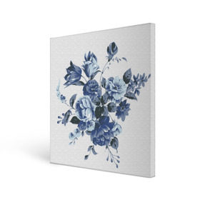 Холст квадратный с принтом Синие цветы в Курске, 100% ПВХ |  | розы | синие розы | узор | цветы