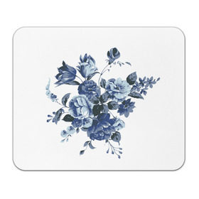 Коврик прямоугольный с принтом Синие цветы в Курске, натуральный каучук | размер 230 х 185 мм; запечатка лицевой стороны | розы | синие розы | узор | цветы
