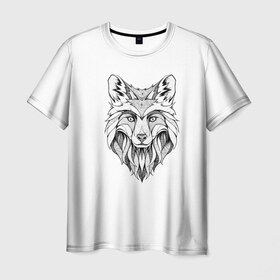 Мужская футболка 3D с принтом арт волк в Курске, 100% полиэфир | прямой крой, круглый вырез горловины, длина до линии бедер | Тематика изображения на принте: волк | тату | татуировка