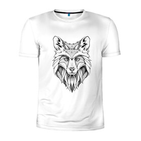 Мужская футболка 3D спортивная с принтом арт волк в Курске, 100% полиэстер с улучшенными характеристиками | приталенный силуэт, круглая горловина, широкие плечи, сужается к линии бедра | Тематика изображения на принте: волк | тату | татуировка