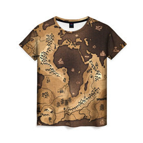 Женская футболка 3D с принтом Карта мира в Курске, 100% полиэфир ( синтетическое хлопкоподобное полотно) | прямой крой, круглый вырез горловины, длина до линии бедер | world3d | география | карта | мир | популярные | прикольные