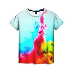 Женская футболка 3D с принтом Палитра красок в Курске, 100% полиэфир ( синтетическое хлопкоподобное полотно) | прямой крой, круглый вырез горловины, длина до линии бедер | абстракция | абстракция красок | брызги | краска | цветные