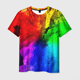 Мужская футболка 3D с принтом Grunge paint в Курске, 100% полиэфир | прямой крой, круглый вырез горловины, длина до линии бедер | абстракция | абстракция красок | арт | брызги | краска | цветные