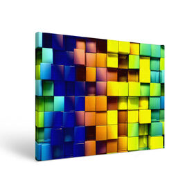 Холст прямоугольный с принтом Кубики в Курске, 100% ПВХ |  | квадраты | паттерн | текстура | цветной | яркий