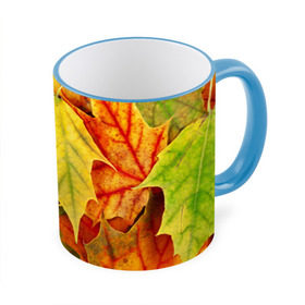 Кружка 3D с принтом Кленовые листья в Курске, керамика | ёмкость 330 мл | жёлтый | зелёный | красный | листва | оранжевый | осень