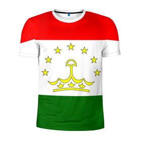 Мужская футболка 3D спортивная с принтом Таджикистан в Курске, 100% полиэстер с улучшенными характеристиками | приталенный силуэт, круглая горловина, широкие плечи, сужается к линии бедра | Тематика изображения на принте: нации | страна | флаг