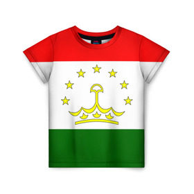 Детская футболка 3D с принтом Таджикистан в Курске, 100% гипоаллергенный полиэфир | прямой крой, круглый вырез горловины, длина до линии бедер, чуть спущенное плечо, ткань немного тянется | нации | страна | флаг