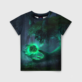 Детская футболка 3D с принтом Лесной дух в Курске, 100% гипоаллергенный полиэфир | прямой крой, круглый вырез горловины, длина до линии бедер, чуть спущенное плечо, ткань немного тянется | арт | волшебство | дерево | лесной дух | сфера