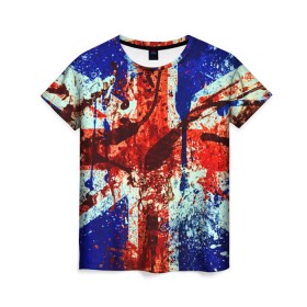 Женская футболка 3D с принтом Англия в Курске, 100% полиэфир ( синтетическое хлопкоподобное полотно) | прямой крой, круглый вырез горловины, длина до линии бедер | британия | кляксы | краска | флаг