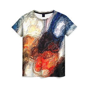 Женская футболка 3D с принтом Размытые краски в Курске, 100% полиэфир ( синтетическое хлопкоподобное полотно) | прямой крой, круглый вырез горловины, длина до линии бедер | разноцветный | текстура | фильтр