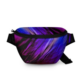 Поясная сумка 3D с принтом Фиолетовый в Курске, 100% полиэстер | плотная ткань, ремень с регулируемой длиной, внутри несколько карманов для мелочей, основное отделение и карман с обратной стороны сумки застегиваются на молнию | волна | текстура | фиолетовый