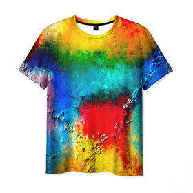 Мужская футболка 3D с принтом Абстракция красок в Курске, 100% полиэфир | прямой крой, круглый вырез горловины, длина до линии бедер | абстракция | абстракция красок | брызги | краска | цветные