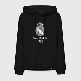 Мужская толстовка хлопок с принтом FC Real Madrid в Курске, френч-терри, мягкий теплый начес внутри (100% хлопок) | карман-кенгуру, эластичные манжеты и нижняя кромка, капюшон с подкладом и шнурком | 