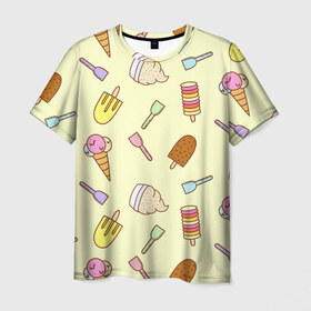 Мужская футболка 3D с принтом Мороженки в Курске, 100% полиэфир | прямой крой, круглый вырез горловины, длина до линии бедер | ice | icecream | арт | еда | мороженое